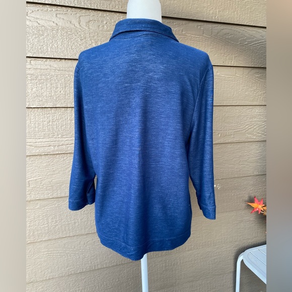 Onque Casual Soft lightweight bling denim jacket, snap buttons, 3/4 sleeves, L - Picture 2 of 12